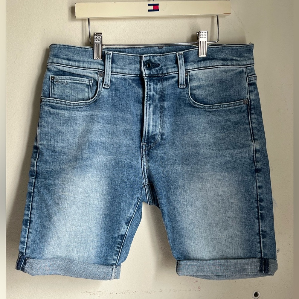 G-Star Light Blue Denim Jean Shorts